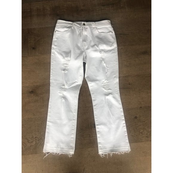 NWOT FRAME Women's White Le HIGH STRAIGHT Distressed High-rise Jeans Size 32 - Picture 3 of 8